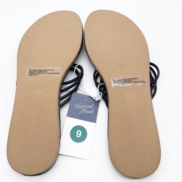 Universal Thread Women's Aura Two Band Slide Sandals Black Size 9 - Picture 5 of 6